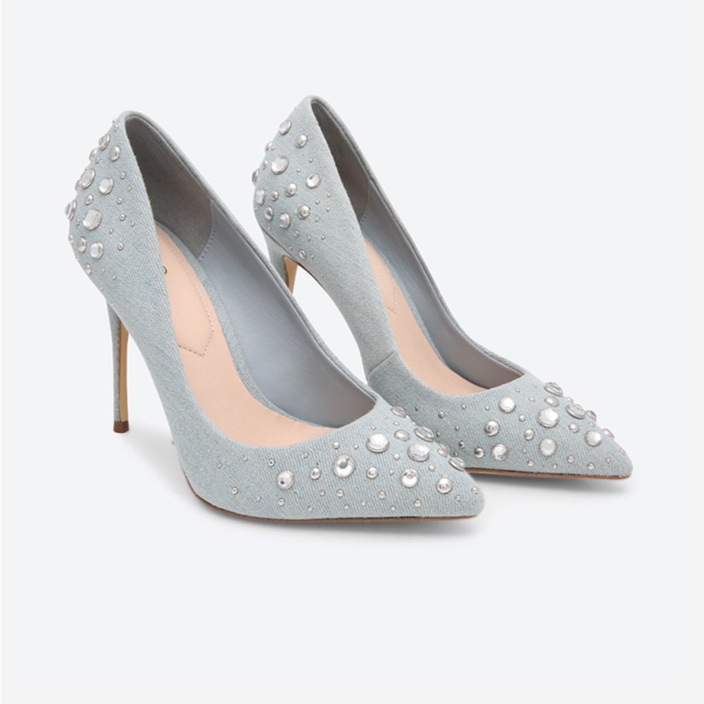 Rhinestone Light Blue Pumps